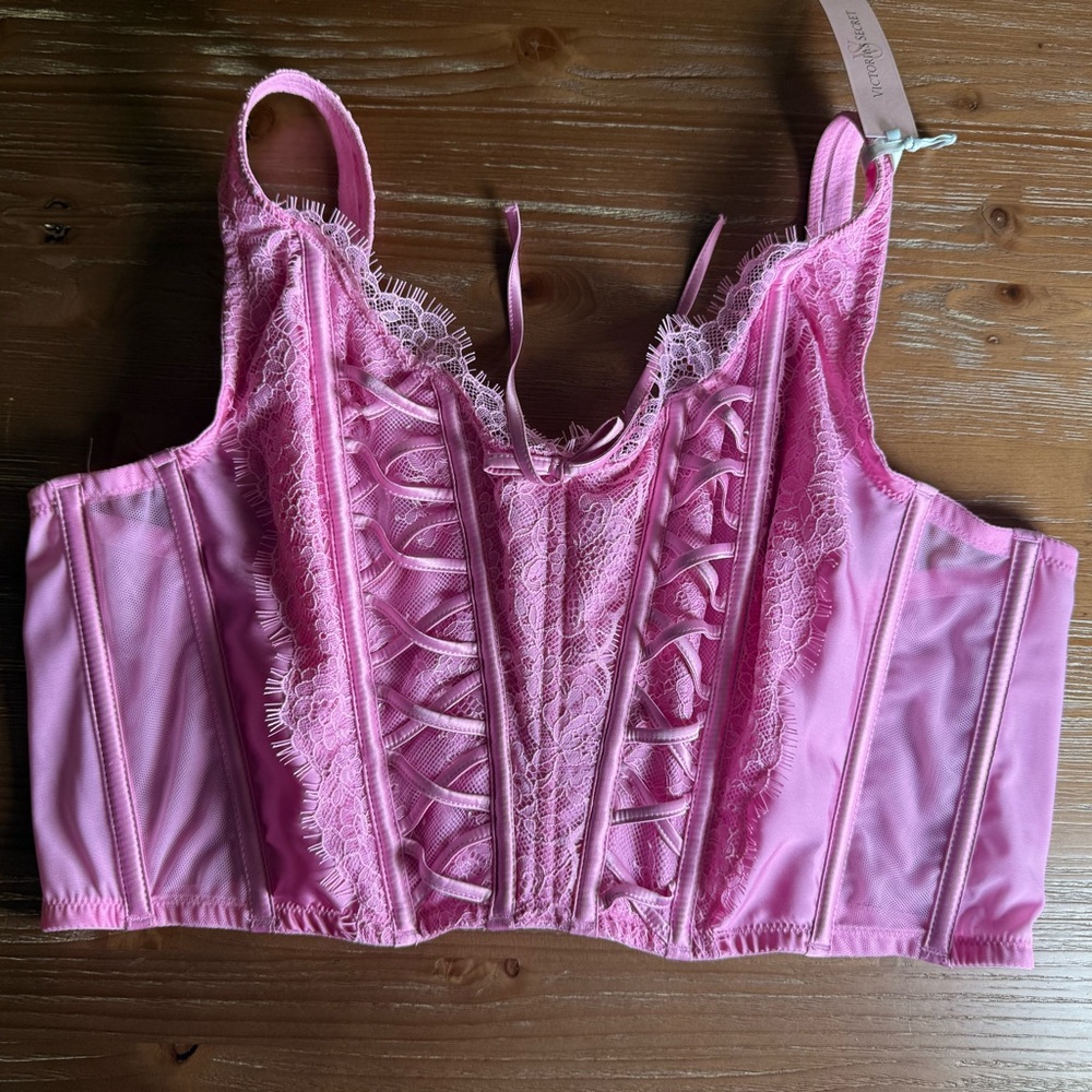 Victoria's Secret Pink Lace-Up Corset Bra